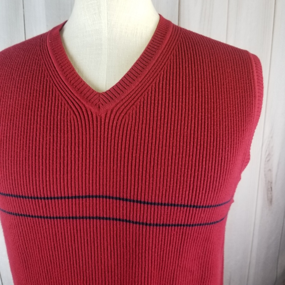 Tommy Hilfiger XL Red Ribbed Sweater Vest Golf